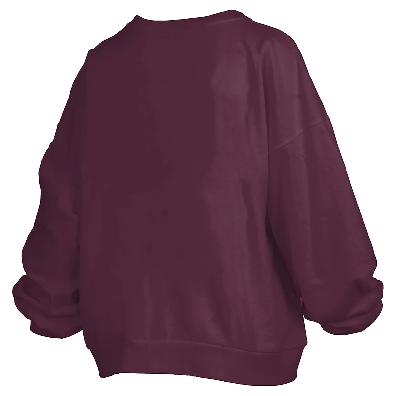 Sweat-shirt surdimensionné à manches longues pour femme, coupe ample, bordeaux, avec logo Janise Arch Over des Virginia Tech Hokies