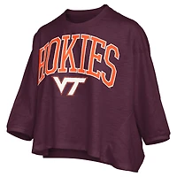 T-shirt oversize pour femme, bordeaux, avec logo Virginia Tech Hokies, taille midi et arches
