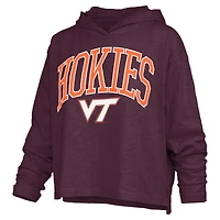 T-shirt à capuche manches longues Pressbox Grenat Virginia Tech Hokies Nelson Arch Over Logo pour femmes