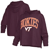 Women's Pressbox  Maroon Virginia Tech Hokies Nelson Arch Over Logo Long Sleeve Hooded Slub T-Shirt