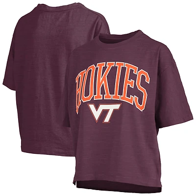 T-shirt surdimensionné à la taille avec logo Arch des Virginia Tech Hokies, bordeaux, pour femme