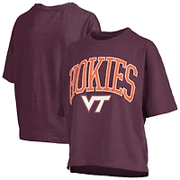 T-shirt surdimensionné à la taille avec logo Arch des Virginia Tech Hokies, bordeaux, pour femme