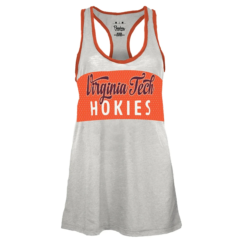 Women's Pressbox White/Orange Virginia Tech Hokies Tracy Racerback Burnout Tank Top