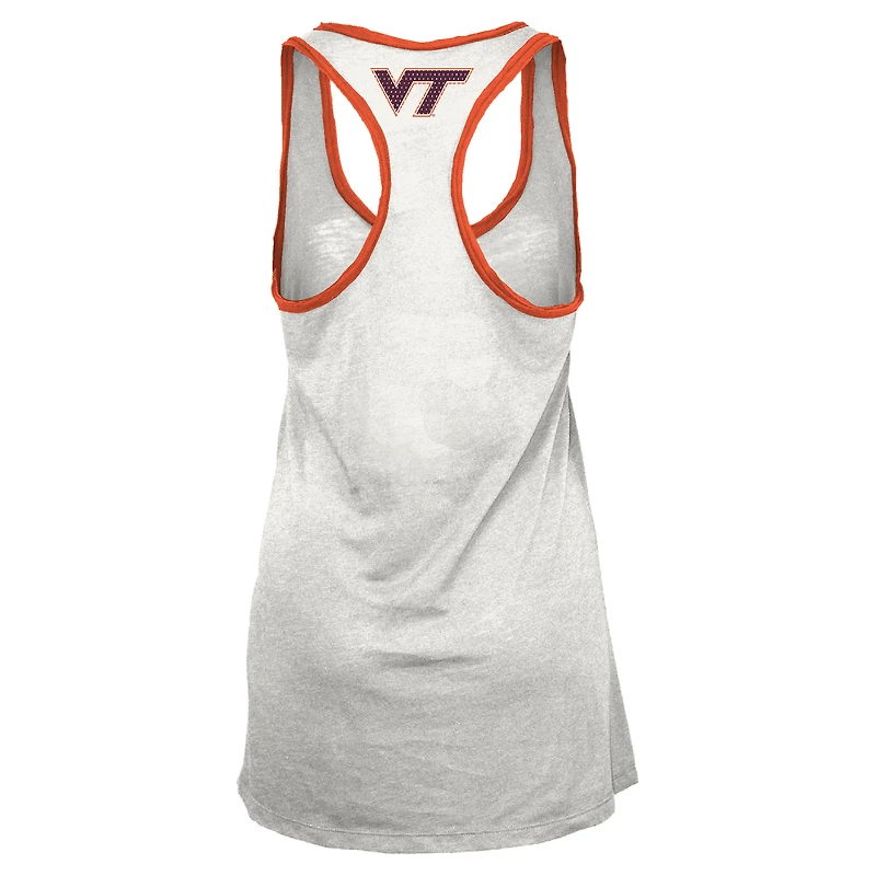 Women's Pressbox White/Orange Virginia Tech Hokies Tracy Racerback Burnout Tank Top