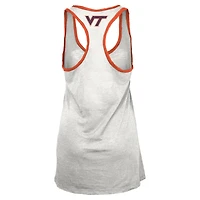 Women's Pressbox White/Orange Virginia Tech Hokies Tracy Racerback Burnout Tank Top