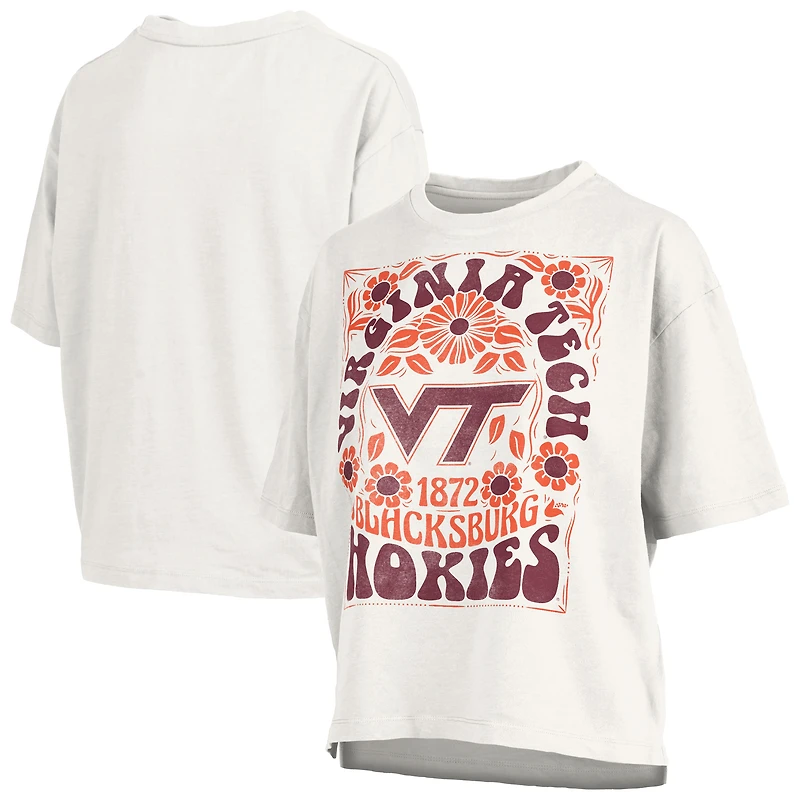 T-shirt oversize en jersey flammé blanc Virginia Tech Hokies Harmony pour femmes, Pressbox