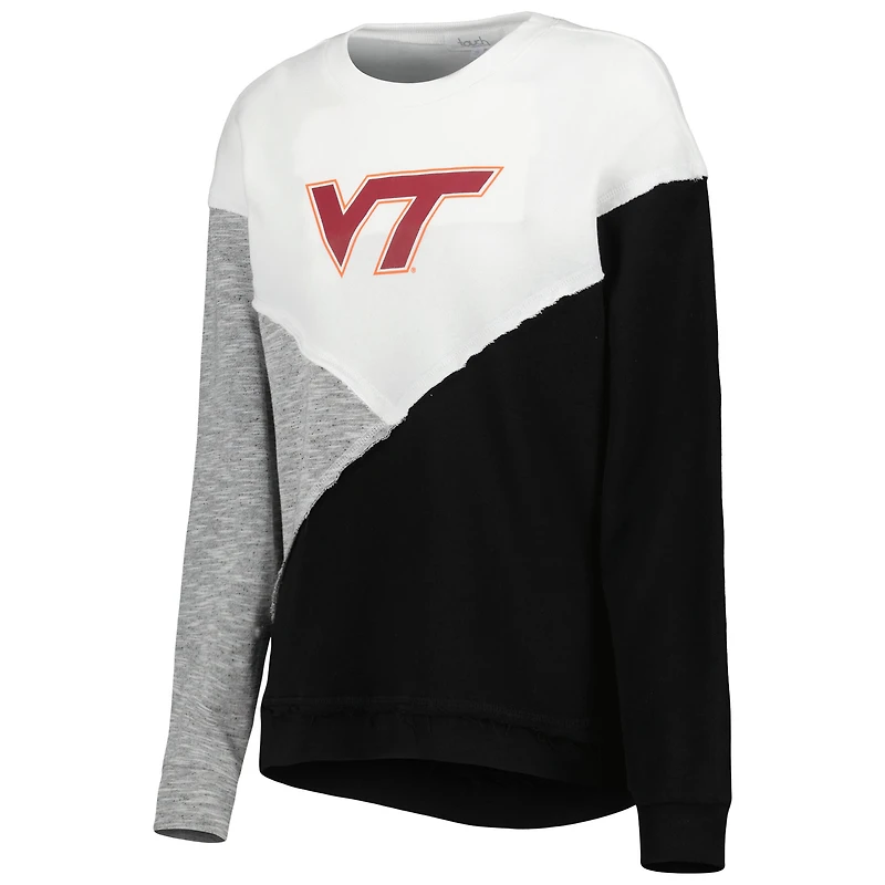Women's Touch Cream/Black Virginia Tech Hokies Star Player Pieced Pullover Sweatshirt