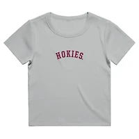 Women's Uscape Apparel  Gray Virginia Tech Hokies Upside Down Embroidery Ribbed Cropped T-Shirt