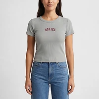 T-shirt court côtelé gris Uscape Apparel pour femme, motif Virginia Tech Hokies brodé à l'envers