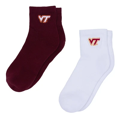 Women's ZooZatz White/Maroon Virginia Tech Hokies Two-Pack Quarter-Length Socks