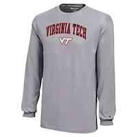 T-shirt à manches longues gris Champion des jeunes Virginia Tech Hokies Arch Over Logo