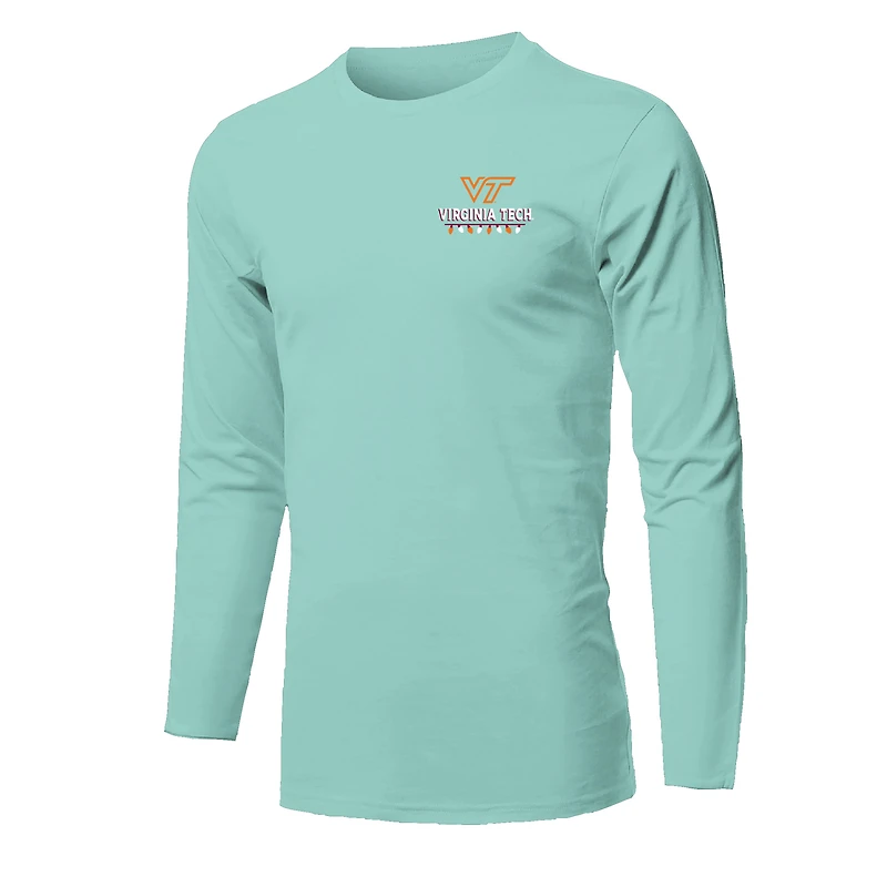 T-shirt à manches longues vert clair pour jeunes Virginia Tech Hokies avec sapin de Noël