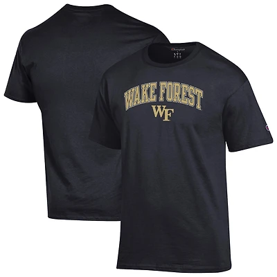 Men's Champion  Black Wake Forest Demon Deacons Arched Logo T-Shirt