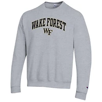 Sweat-shirt à capuche Champion Heather Grey Wake Forest Demon Deacons Arch Over Logo pour homme