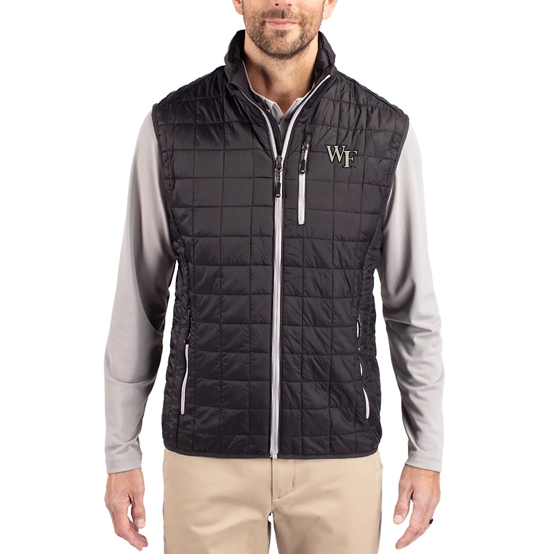 Gilet sans manches zippé Cutter & Buck Black Wake Forest Demon Deacons Rainier Eco pour homme