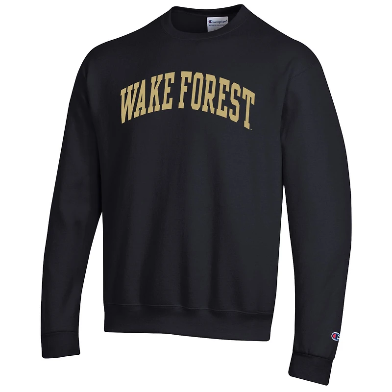 Men's Champion  Black Wake Forest Demon Deacons Basic Arch Fleece Pullover Sweatshirt