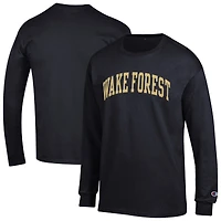 Men's Champion  Black Wake Forest Demon Deacons Basic Arch Long Sleeve T-Shirt