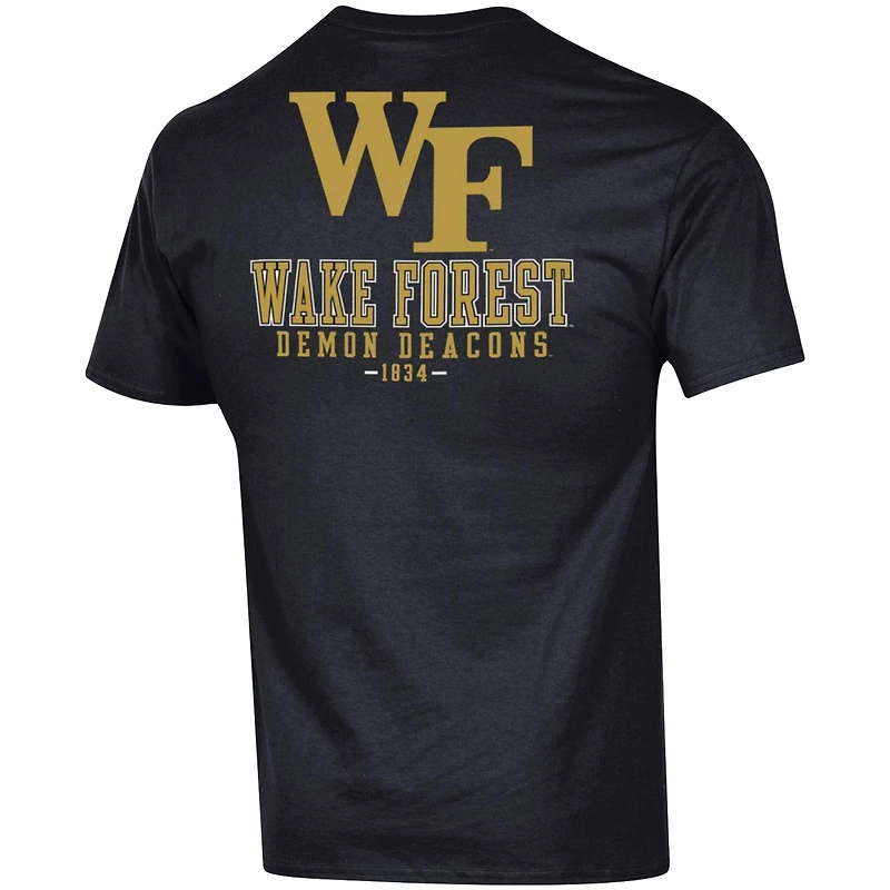 T-shirt Champion Noir Wake Forest Demon Deacons Stack 2-Hit Homme