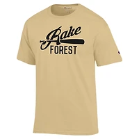 Men's Champion Gold Wake Forest Demon Deacons Rake Baseball 2-Hit T-Shirt
