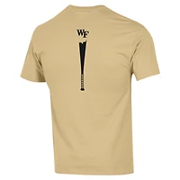 Men's Champion Gold Wake Forest Demon Deacons Rake Baseball 2-Hit T-Shirt