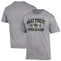Men's Champion Heather Gray Wake Forest Demon Deacons Varsity T-Shirt