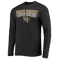 Men's Concepts Sport Black/Heathered Charcoal Wake Forest Demon Deacons Meter Long Sleeve Top & Pants Sleep Set