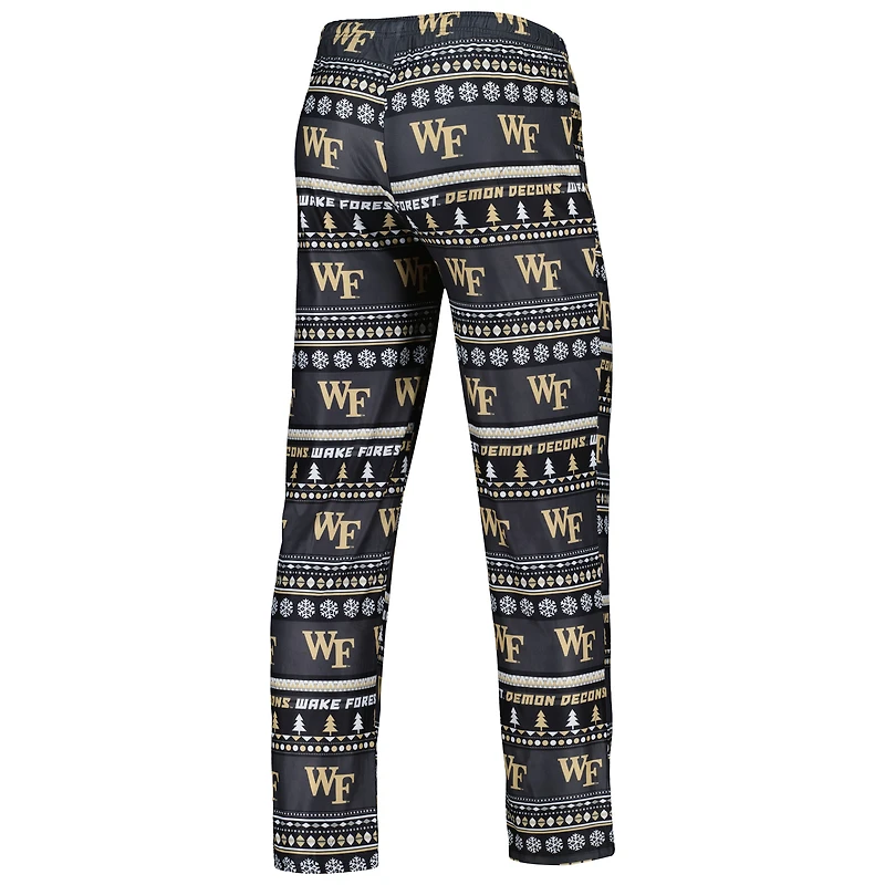Men's Concepts Sport Black Wake Forest Demon Deacons Swivel Long Sleeve T-Shirt & Pants Sleep Set