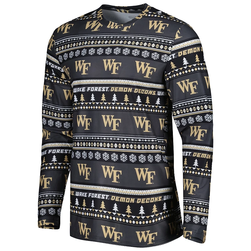 Men's Concepts Sport Black Wake Forest Demon Deacons Swivel Long Sleeve Top & Pants Sleep Set