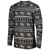 Men's Concepts Sport Black Wake Forest Demon Deacons Swivel Long Sleeve Top & Pants Sleep Set