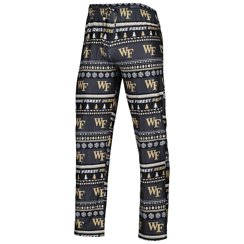 Men's Concepts Sport Black Wake Forest Demon Deacons Swivel Long Sleeve Top & Pants Sleep Set