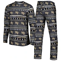 Men's Concepts Sport Black Wake Forest Demon Deacons Swivel Long Sleeve Top & Pants Sleep Set