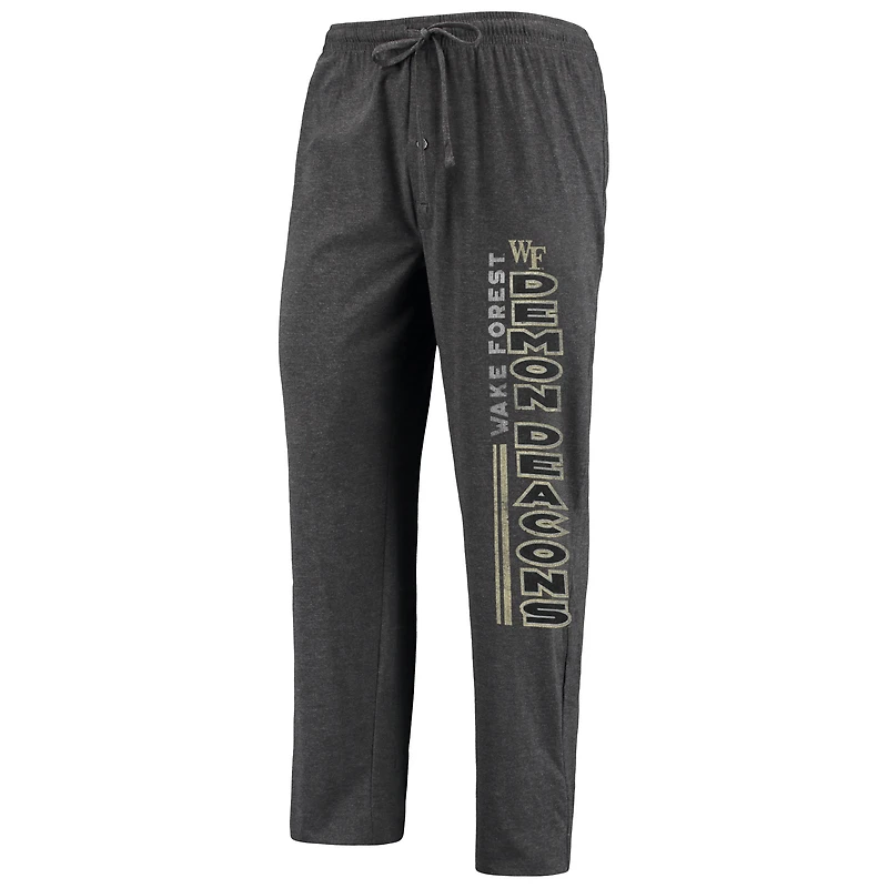Ensemble de nuit pour homme Concepts Sport Heathered Anthracite/Noir Wake Forest Demon Deacons Meter Top et pantalon