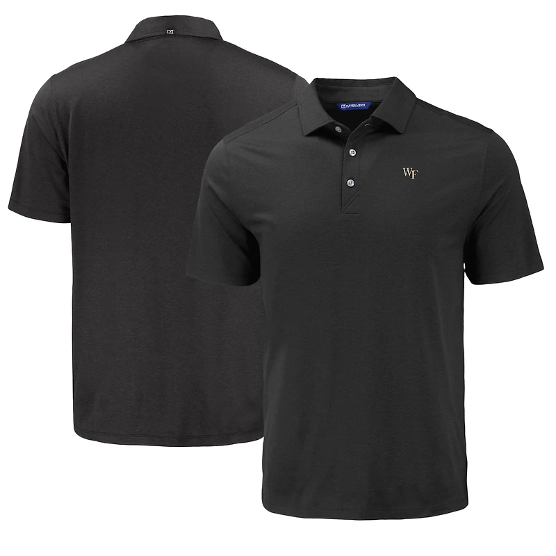 Men's Cutter & Buck Black Wake Forest Demon Deacons Coastline Epic Comfort Eco Recycled Polo