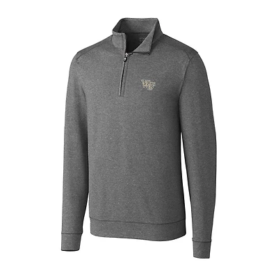 Men's Cutter & Buck Heather Charcoal Wake Forest Demon Deacons Big Tall Shoreline Half-Zip Jacket