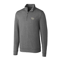 Men's Cutter & Buck Heather Charcoal Wake Forest Demon Deacons Big Tall Shoreline Half-Zip Jacket