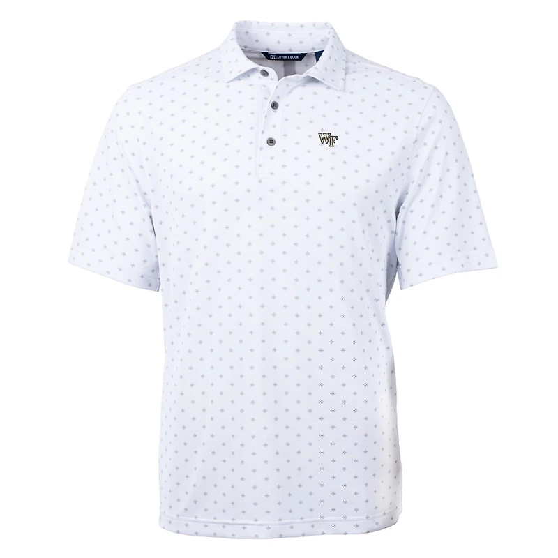 Polo Cutter & Buck pour homme, blanc Wake Forest Demon Deacons, grandes tailles, en piqué écologique à imprimé carreaux recyclé.