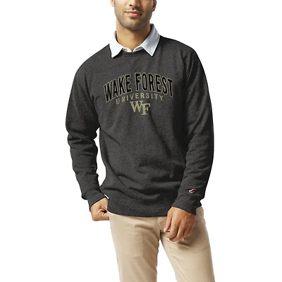 Men's League Collegiate Wear  Heather Charcoal Wake Forest Demon Deacons Heritage Tri-Blend Pullover Sweatshirt