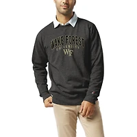 Men's League Collegiate Wear  Heather Charcoal Wake Forest Demon Deacons Heritage Tri-Blend Pullover Sweatshirt