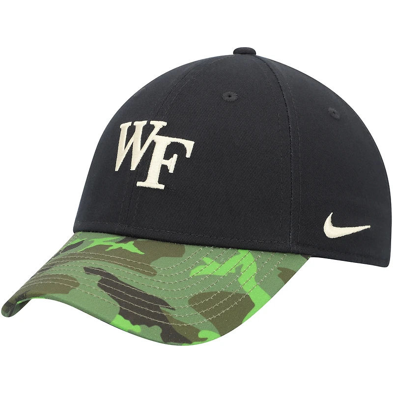 Nike Legacy91 Casquette réglable pour homme Noir/camouflage Wake Forest Demon Deacons Veterans Day 2Tone