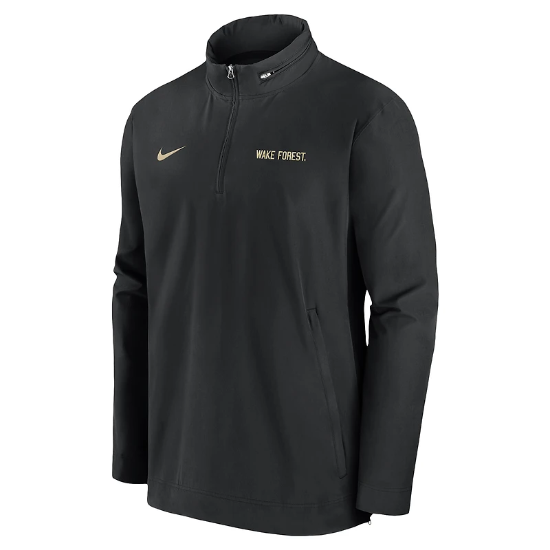 Men's Nike Black Wake Forest Demon Deacons 2024 Sideline Coach Quarter-Zip Hoodie Jacket