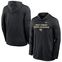 Men's Nike Black Wake Forest Demon Deacons 2025 Sideline Dri-FIT Long Sleeve Hoodie T-Shirt