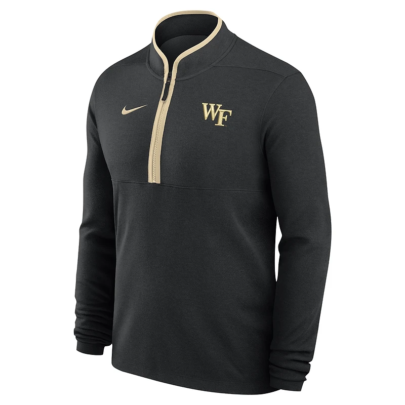 Men's Nike Black Wake Forest Demon Deacons Coaches Courtside Basketball Victory Performance Quarter-Zip Top