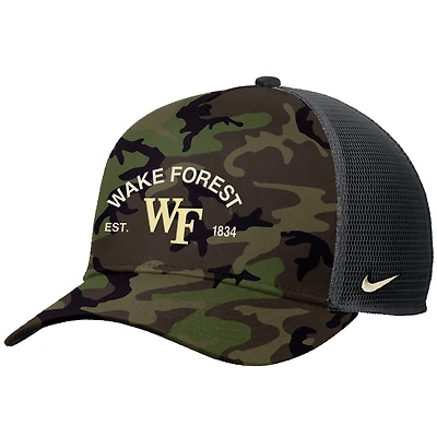 Casquette de camionneur ajustable Nike Camo Wake Forest Demon Deacons 2025 Military Appreciation Rise pour homme