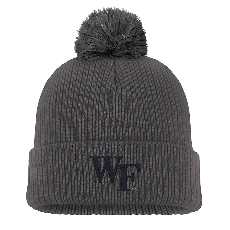 Men's Nike Charcoal Wake Forest Demon Deacons Tonal Peak Cuffed Knit Hat with Pom