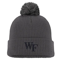 Men's Nike Charcoal Wake Forest Demon Deacons Tonal Peak Cuffed Knit Hat with Pom