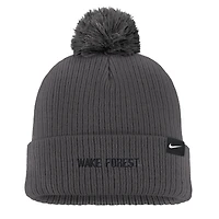 Bonnet en tricot à revers et pompon Nike Charcoal Wake Forest Demon Deacons pour homme