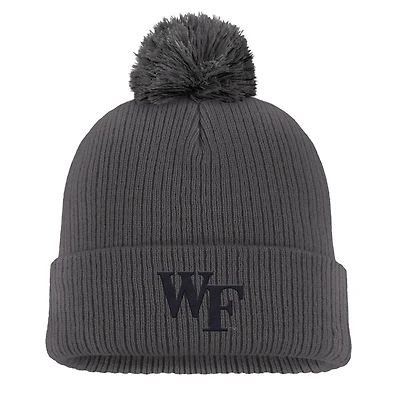 Men's Nike Charcoal Wake Forest Demon Deacons Tonal Peak Cuffed Knit Hat with Pom