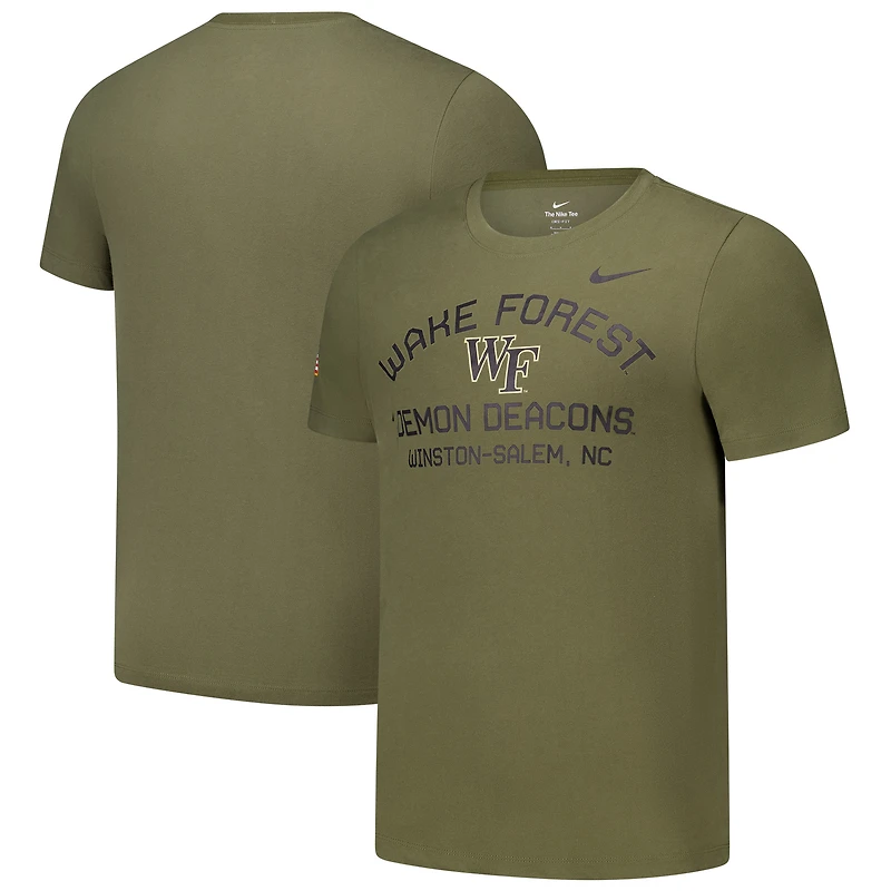 T-shirt de performance militaire Nike Olive Wake Forest Demon Deacons 2024 pour homme