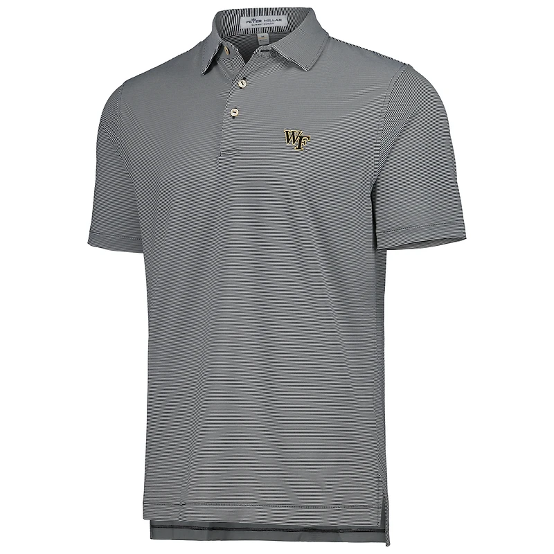 Polo en jersey rayé Performance Peter Millar Black Wake Forest Demon Deacons Jubilee pour homme