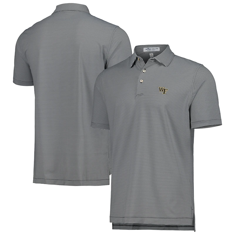 Men's Peter Millar Black Wake Forest Demon Deacons Jubilee Striped Performance Jersey Polo